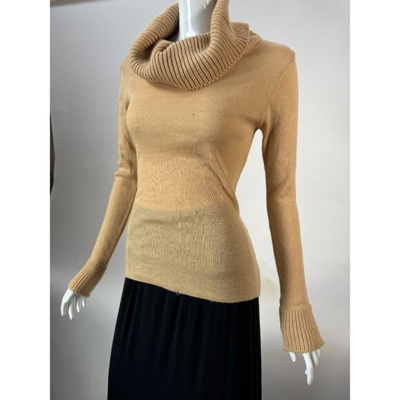 Vintage Camel Knit Cowl Neck Sweater Size Large Small Blemish - Picture 9 of 16